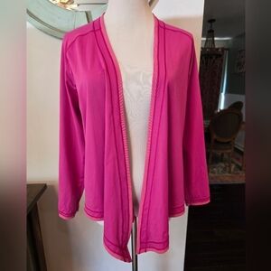 Title Nine Women's Small Open Front Pink Cardigan Nylon Stretch Mesh Back Active